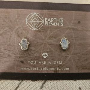 Moonstone sterling silver hamsa earrings